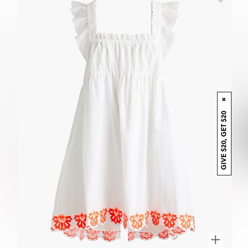 JCrew flutter sleeve mini dress with embroidery